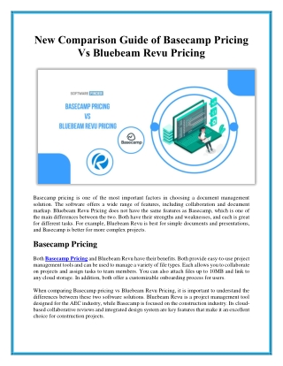 New Comparison Guide of Basecamp Pricing Vs Bluebeam Revu Pricing
