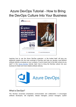 Azure DevOps Tutorial - How to Bring the DevOps Culture Into Your Business