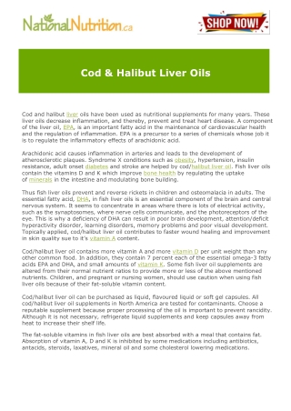 Cod & Halibut Liver Oils