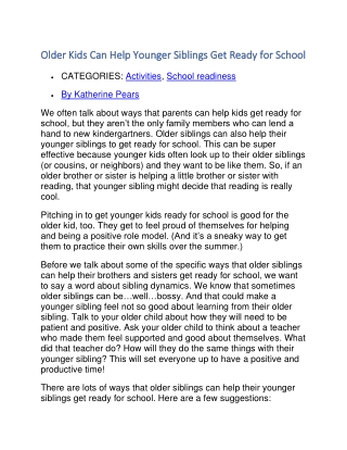 Older Kids Can Help Younger Siblings Get Ready for School