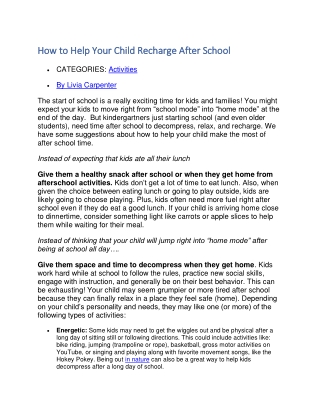 How to Help Your Child Recharge After School