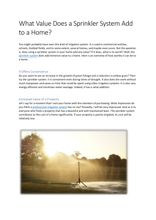 What Value Does a Sprinkler System Add to a Home?