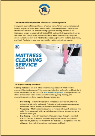 The undeniable importance of mattress cleaning Dubai