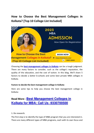 How to Choose the Best Management Colleges in Kolkata