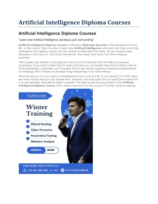Artificial Intelligence Diploma Courses