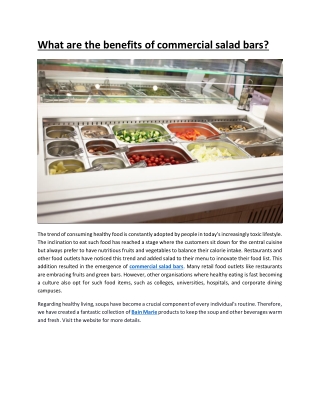 What are the benefits of commercial salad bars