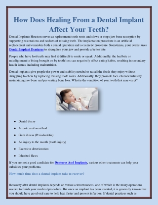How Does Healing From a Dental Implant Affect Your Teeth?
