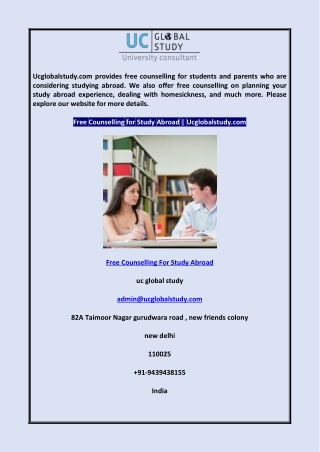 Free Counselling for Study Abroad Ucglobalstudy.com
