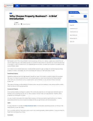 Why Choose Property Business - A Brief Introduction