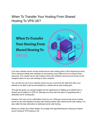 When To Transfer Your Hosting From Shared Hosting To VPS UK?