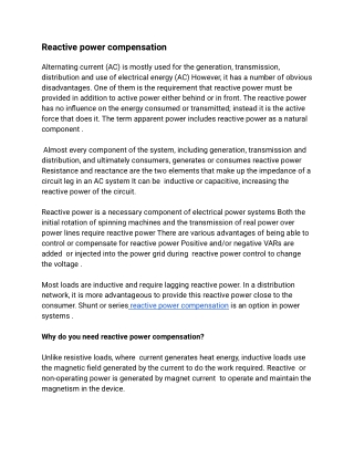 Reactive power compensation