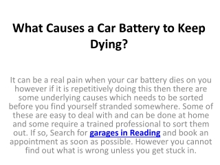 What Causes a Car Battery to Keep Dying?