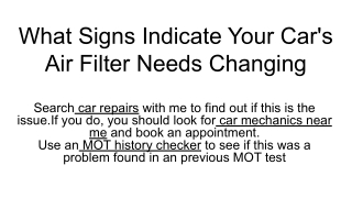 What Signs Indicate Your Car's Air Filter Needs Changing