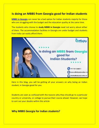 Is doing an MBBS from Georgia good for Indian students