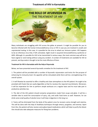 The Role of Ayurveda in the Treatment of HIV