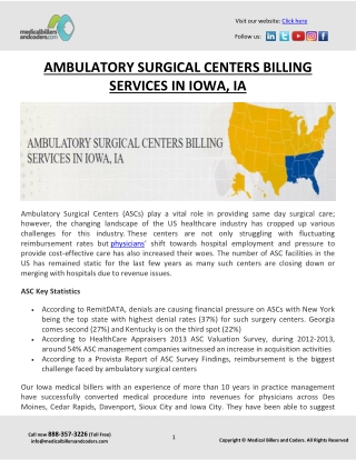 AMBULATORY SURGICAL CENTERS BILLING SERVICES IN IOWA, IA