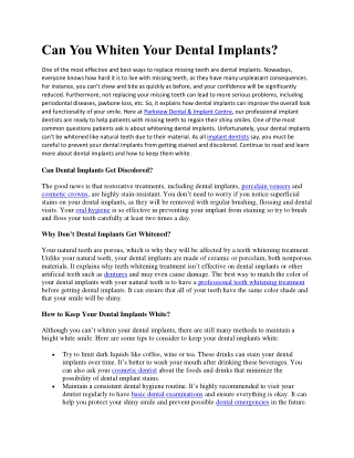 Can You Whiten Your Dental Implants