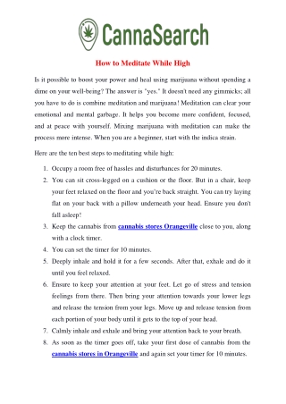 How to Meditate While High