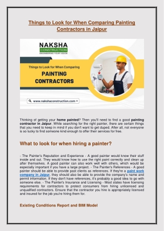 Things to Look for When Comparing Painting Contractors