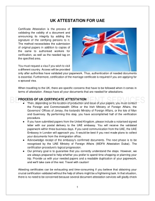 UK ATTESTATION FOR UAE