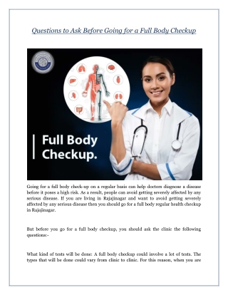 Questions to Ask Before Going for a Full Body Checkup