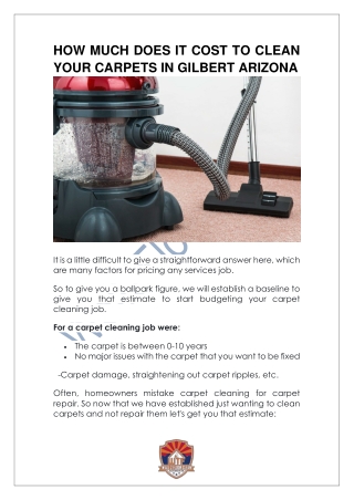 HOW MUCH DOES IT COST TO CLEAN YOUR CARPETS IN GILBERT ARIZONA