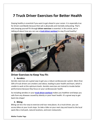 7 Truck Driver Workout for Better Health