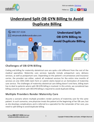 Understand Split OB GYN Billing to Avoid Duplicate Billing