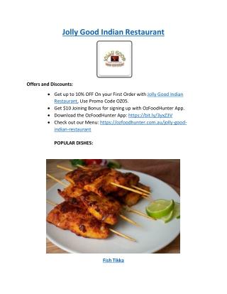 Upto 10% Offer Order Now - Jolly Good Indian Menu