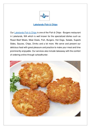 Up to 10% Offer - Lakelands Fish and Chips menu