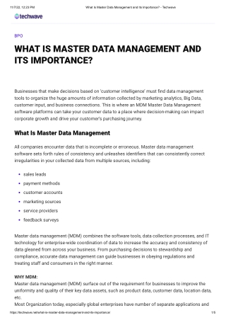 What Is Master Data Management and Its Importance_ - Techwave