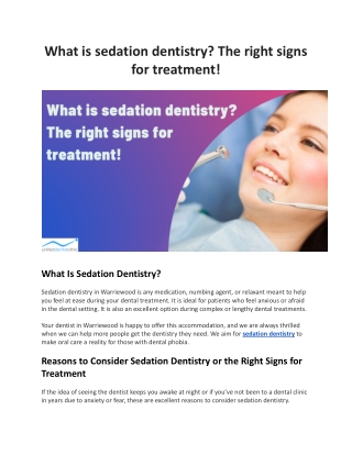 What is sedation dentistry? The right signs for treatment!