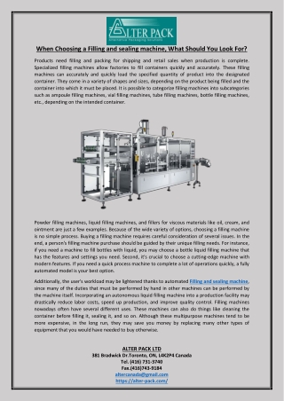 When Choosing a Filling and sealing machine What Should You Look For