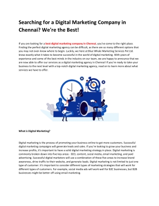 Searching for a Digital Marketing Company in Chennai We're the Best