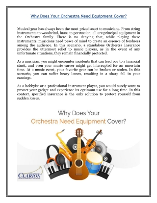 Why Does Your Orchestra Need Equipment Cover?