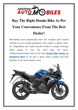 Honda Bike Dealer in Kandivali West Call-9930312343