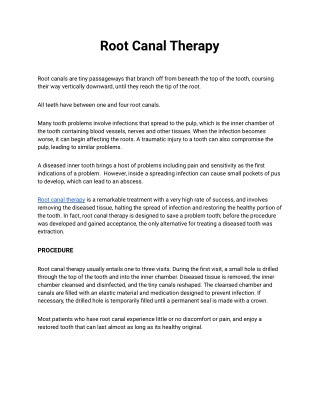 Root Canal Therapy