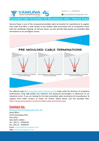 Premolded Cable Termination Kit Manufacturer