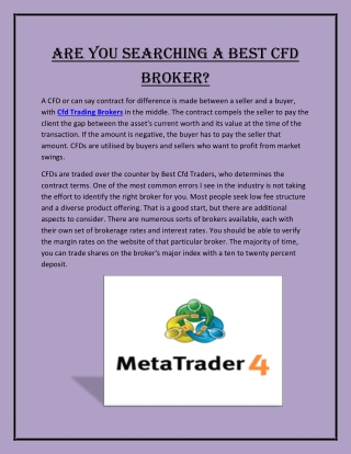 Are You Searching A Best CFD Broker?