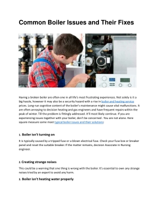 Common Boiler Issues and Their Fixes