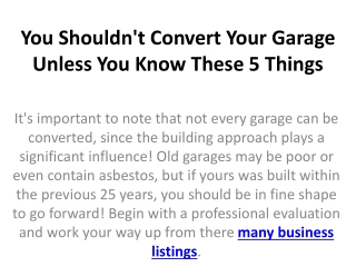 You Shouldn't Convert Your Garage Unless You Know These 5 Things