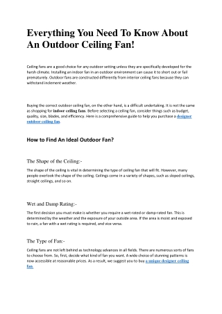 Everything You Need To Know About An Outdoor Ceiling Fan