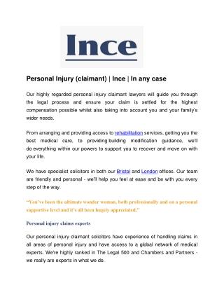 Personal Injury Solicitors - Ince