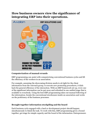 How business owners view the significance of integrating ERP into their operations