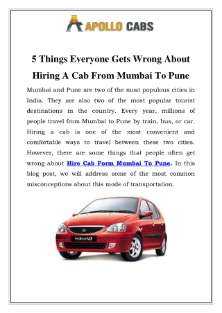 Hire Cab form Mumbai to Pune Call-09769864446
