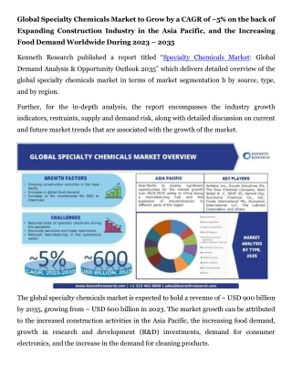 Global Specialty Chemicals Market Press Release