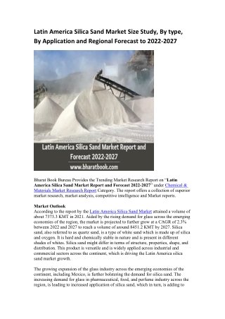 Latin America Silica Sand Market Research Report 2022-2027
