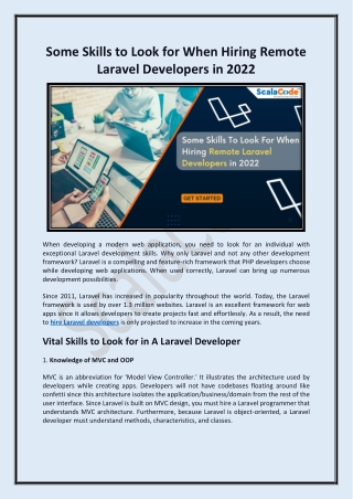 Some Skills to Look for When Hiring Remote Laravel Developers in 2022 - ScalaCode