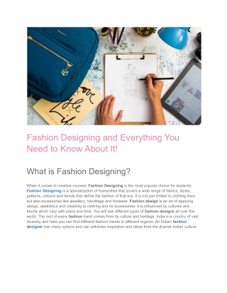 Fashion Designing and Everything You Need to Know About It