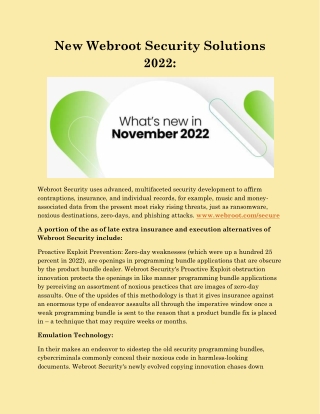 New Webroot Security Solutions